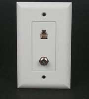 Decora Style Telephone jack and F video jack wallplate