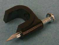 Cable Clip with nail for RG/6 wire Black