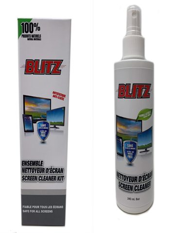 Flat Screen Cleaner, 240 ml bottle with cloth (in box)
