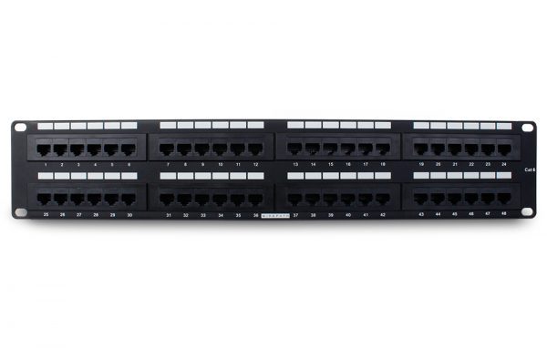 Wirepath™ Rack Mount 48-port RJ-45 Cat 6 Patch Panel (Black)