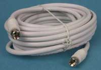 Coaxial cable "F" plug to ''F'' plug on RG6/U white 15 ft.