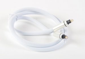 Fiber optic cable. White woven jacket. High quality. 1 meter