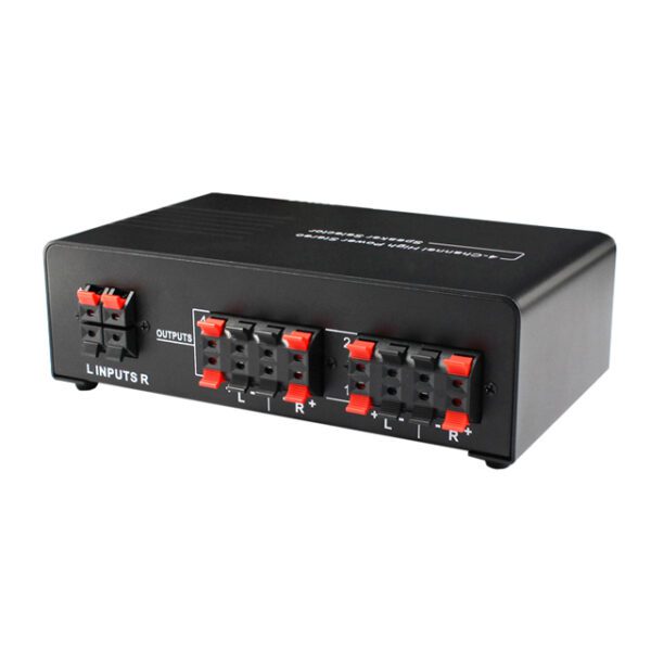 amx 4 Pair stereo speaker selector box, impedance matching, black metal cabinet - Image 2