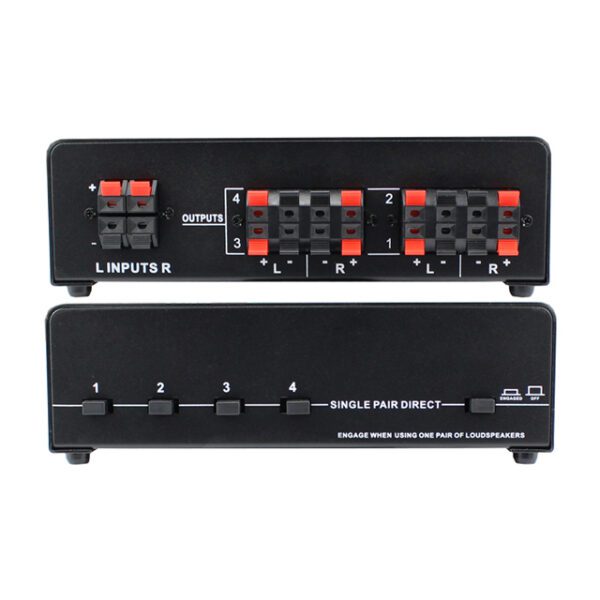 amx 4 Pair stereo speaker selector box, impedance matching, black metal cabinet - Image 3