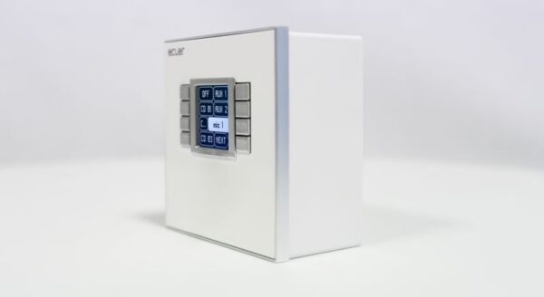 Ecler EclerNet wall panel control, features a LCD screen and 8 selection keys. PoE or local power supply. - Image 2