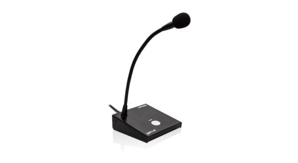 Ecler 1-zone desktop paging station, compatible with any device including a phantom-powered microphone input