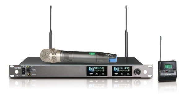 Wideband 1-Rack Dual-Channel True Diversity Receiver  (Metal Case, New Color VFD), Freq 5UA (482-554Mhz) with DANTE