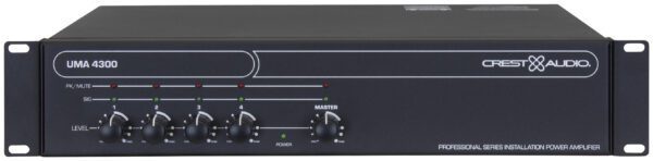 CREST - UMA-4300 300 W Class D Mixer Amplifier, 4-ohm, 25V, 70V and 100V outputs, 4 input, 2U rackmount