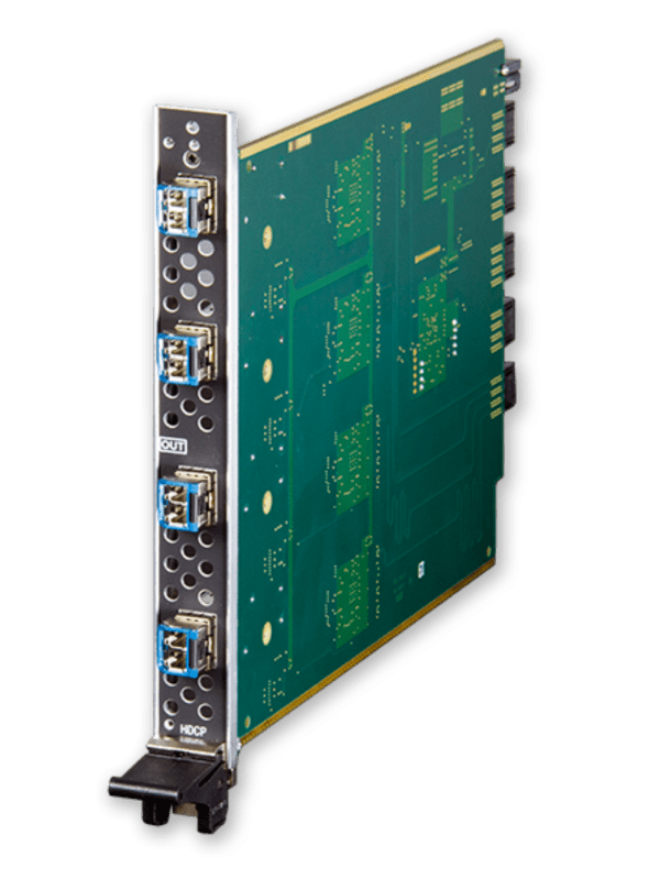 4 connection DXLink Fiber Enova DGX Output Board (single mode/duplex) includes HDCP compliance, compatible with Enova DGX 8, 16, 32 and 64 Enclosures