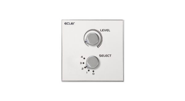 Remote wall panel control with USA frame for one volume management + source or preset selection. Compatible with all Ecler 0-10V DC REMOTE control por