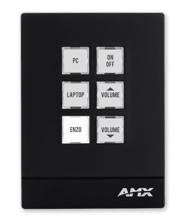 Massio 6-Button Ethernet ControlPad, Portrait, Black - Fits into standard 1 gang US, UK or EU back box