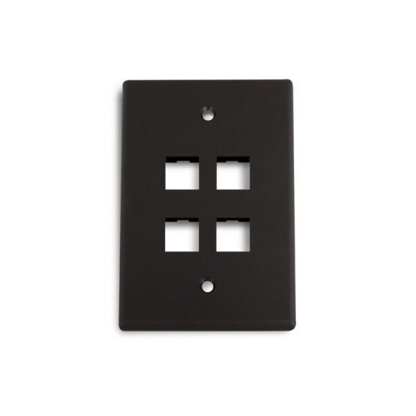 Wirepath™ 4-Port Midi Wall Plate (Black)