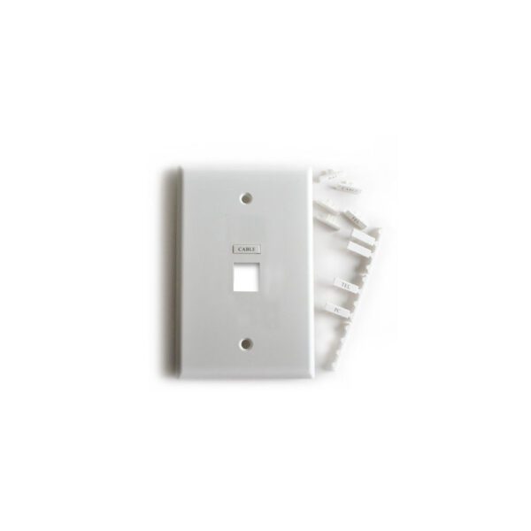 Wirepath™ Icon 1-Port Midi Wall Plate w/ Name Inserts(White)
