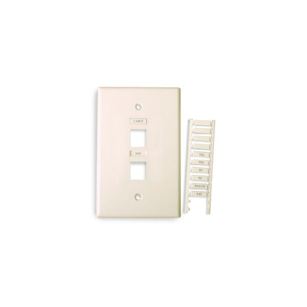 Icon 2-Port Midi Wall Plate with Name Inserts (Light Almond)