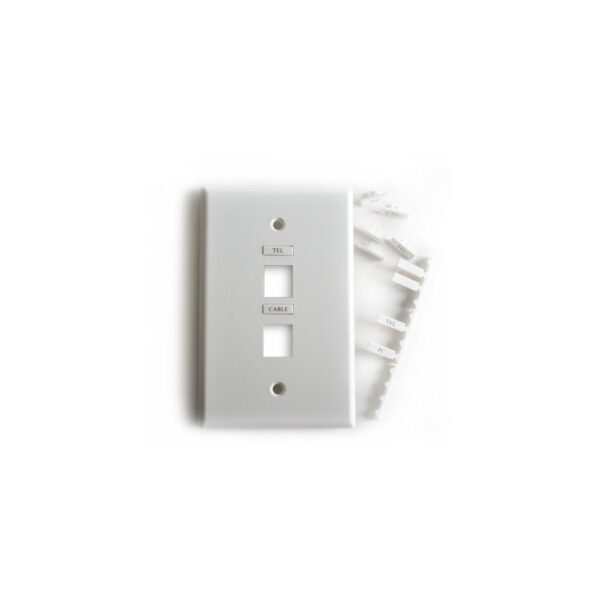 Icon 2-Port Midi Wall Plate with Name Inserts (White)