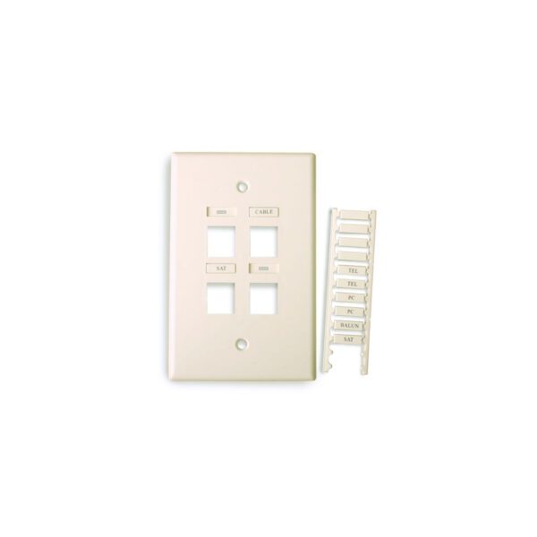 Icon 4-Port Midi Wall Plate with Name Inserts (Light Almond)