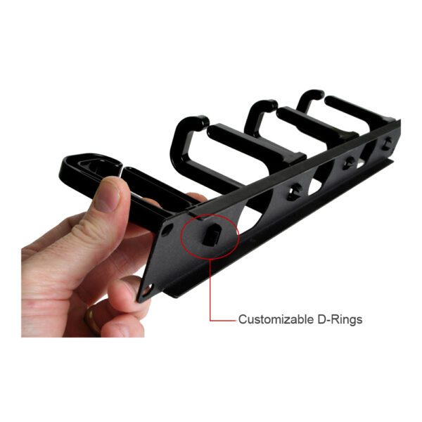 Wire Management Plate with 4 Plastic D-Rings-Black