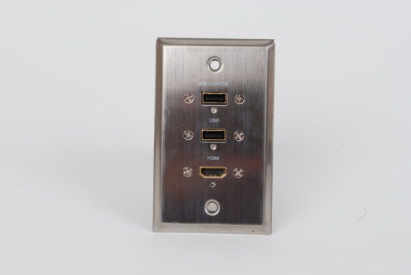 Plaque en acier inoxydable, 1x HDMI + 2x USB