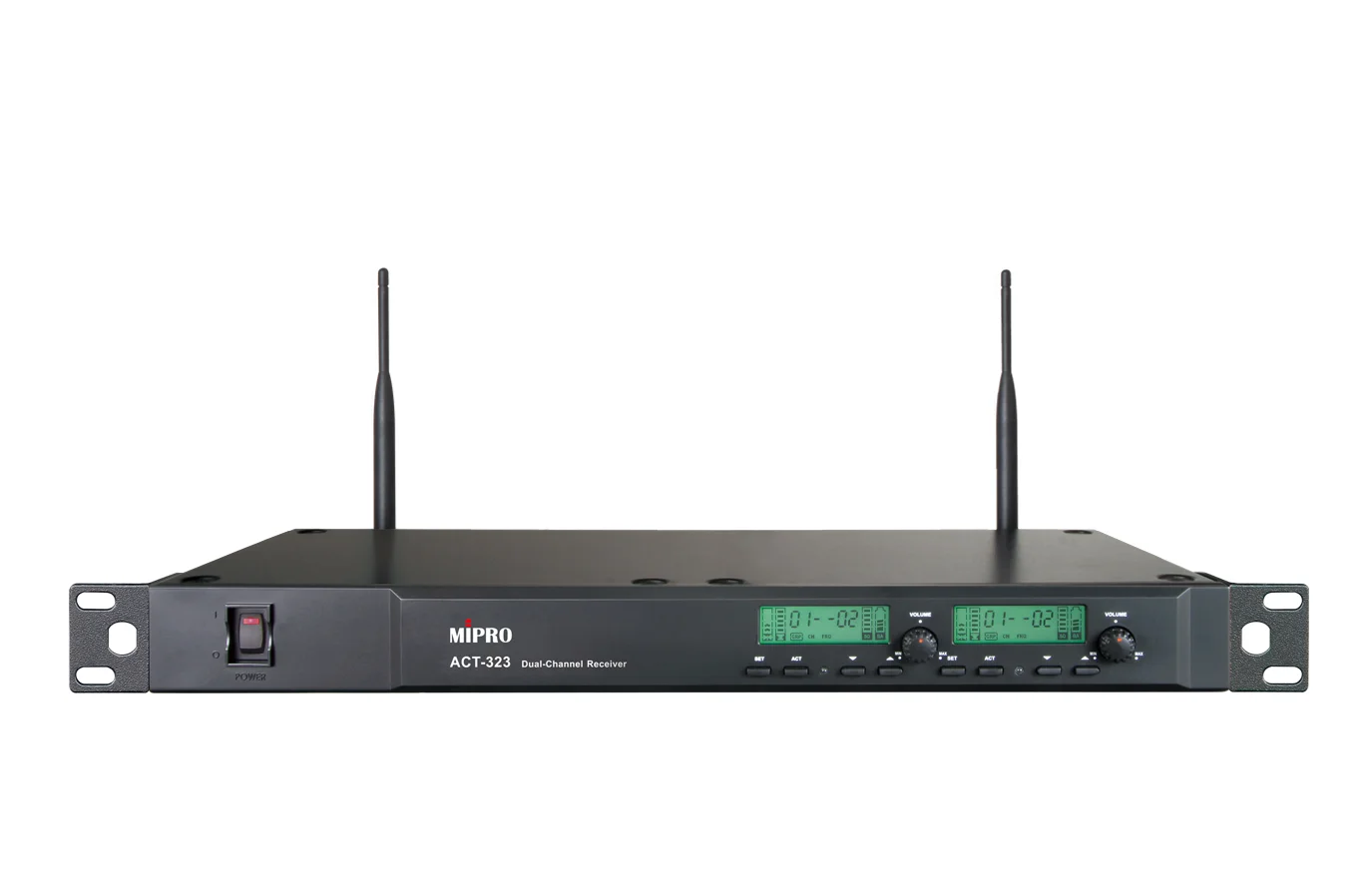 Mipro Récepteur diversifié "Full-rack" à deux canaux avec un émetteur à main et un émetteur de poche + MU-53LS, fréquence 5ND (566-590 MHz)