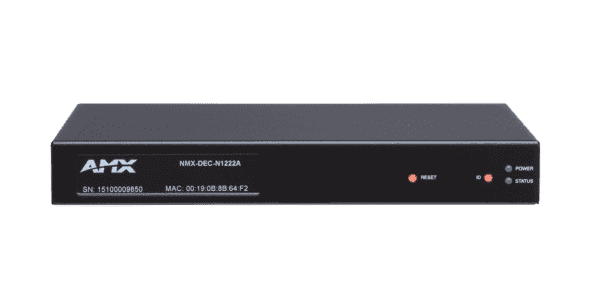 SVSI Stand-alone Minimal Compression Video over IP Decoder with two RJ45 network ports (one POE), IR, serial, balanced audio, and HDMI video out, AES6
