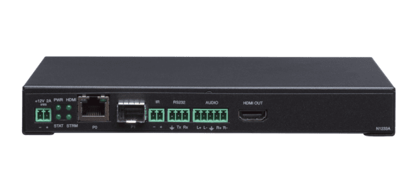 SVSI Stand-alone Minimal Compression Video over IP Decoder with one SFP fiber/RJ45 copper network port cage and one RJ45 (with PoE) port, IR, KVM-over - Image 2