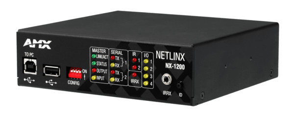 NX-1200 NetLinx NX Integrated Controller with 512 MB RAM, 1600 MIPS Processor, 4 UK of FLASH, 2 Serial Ports, 2 IR Ports, 4 I/O Ports, and IPv6