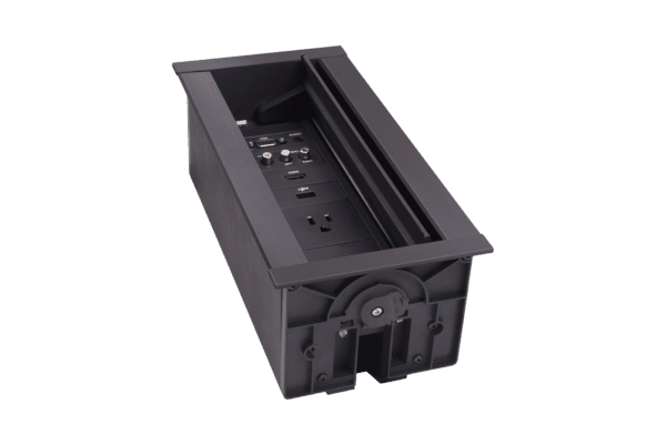 HydraPort 9 Module Connection Port - Black Model - Modular connectivity system accommodates the diverse needs of conference and meeting room visitors.