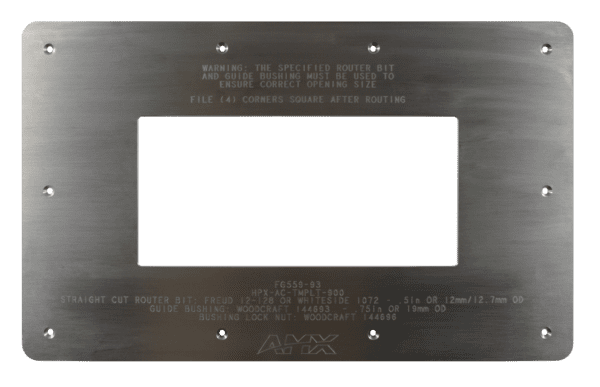 The HydraPort Installation Router Guide HPX-AC-TMPLT-900 is a sturdy, re-usable cutting template to simplify the installation of a 9-Module HydraPort