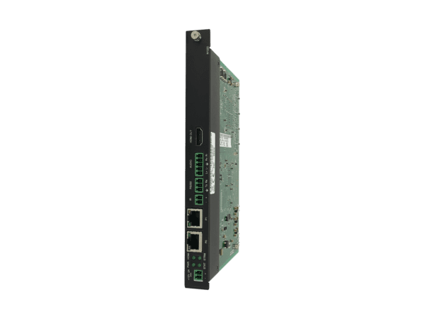 SVSI Minimal Compression Video over IP Decoder Card  with one SFP fiber/RJ45 copper network port cage and one RJ45 (with PoE) port, IR, KVM-over-IP ke