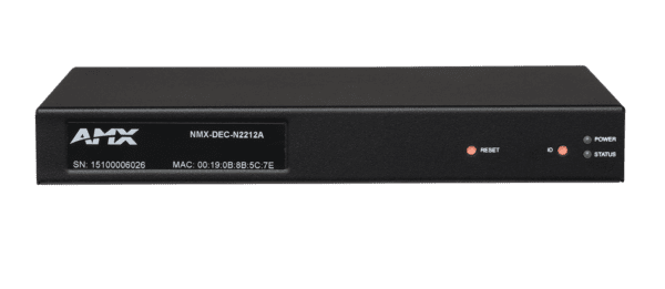 SVSI Stand-alone JPEG2000 Decoder with ultra-low latency for 1080p/60hz, RJ45, serial, balanced audio, VGA, and HDMI connectors, AES67 compatible (pow