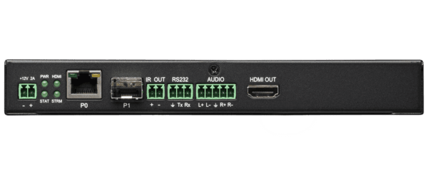 SVSI N2300 Series stand-alone 4K Decoder with one SFP fiber/RJ45 copper network port cage, and one RJ45 (with PoE), IR, serial, KVM-over IP keyboard a - Image 2