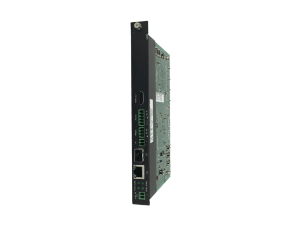 SVSI H.264 Decoder Card with USB for record, one  SFP fiber/RJ45 copper network port cage, and one RJ45 (with PoE), IR, serial, VGA and HDMI connectio