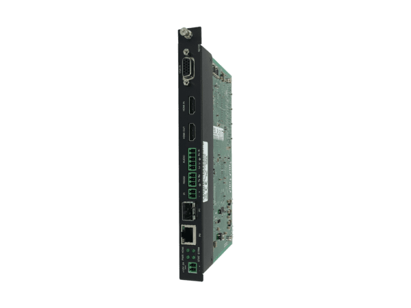 SVSI JPEG2000 Encoder Card with ultra-low latency for 1080p/60hz, KVM control, one SFP fiber/RJ45 copper network port cage, and one RJ45 (with PoE), I
