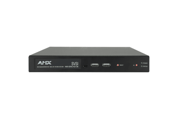 SVSI Stand-alone JPEG2000 Encoder with ultra-low latency for 1080p/60hz, KVM control, one SFP fiber/RJ45 copper network port cage, and one RJ45 (with