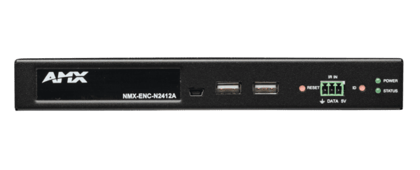 N2400 Series JPEG2000 stand-alone 4K Encoder, 4K 60 4:4:4 with one SFP fiber/RJ45 copper network port cage, one RJ45 (with PoE), serial, KVM-over IP k