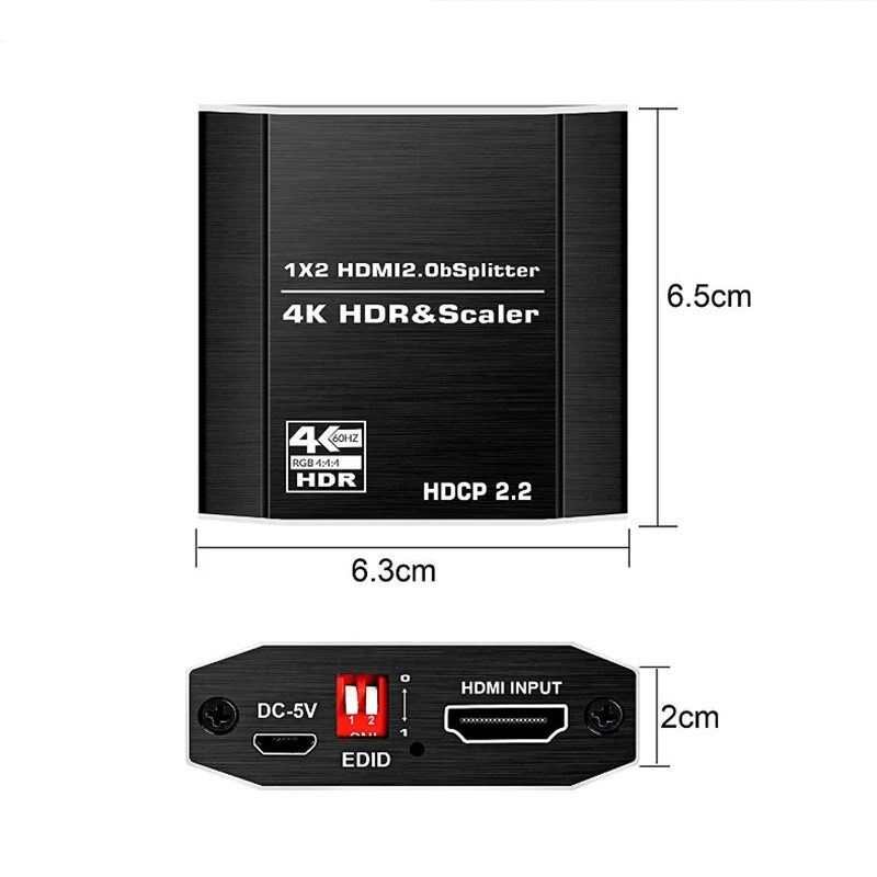 amx - HDMI 2.0v Splitter 1x2, metallic housing,4K x 2K@60HZ, HDCP2.2 ,EDID, Full 3D | Techni+Contact amx - HDMI 2.0v Splitter 1x2, metallic housing,4K x 2K@60HZ, HDCP2.2 ,EDID, Full 3D | Techni+Contact