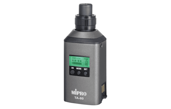 Digital Wireless Plug-on Transmitter (554 - 608 MHz). Includes MP-8T one slot charging station.