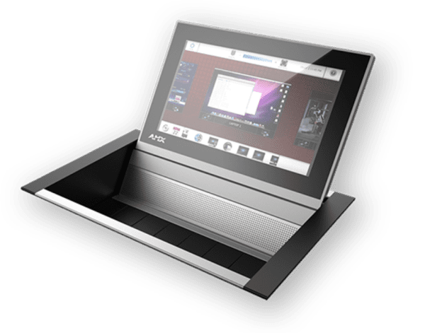 HydraPort Touch Connection Port with 7" Panel, Silver; 8 module connection port with Modero S Series Touch Panel built into the cover