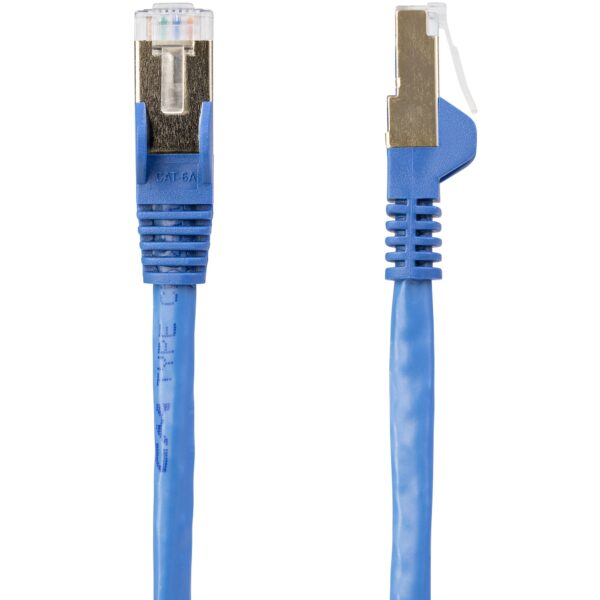 AMX - CAT6a Ethernet Cable - 10 Gigabit Shielded Snagless RJ45 100W PoE Patch Cord, Blue, 6' - Image 3