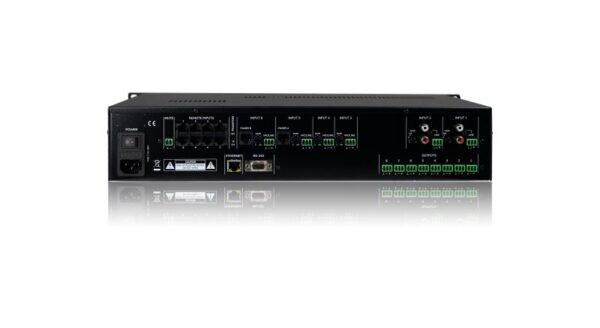 HUB1408 is a digital audio zoner with a global size of 14 input and 8 output analogue channels. Available inputs are 4 MIC/LINE and 2 ST LINE local in - Image 2
