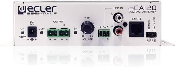2 x 60 W RMS @ 4 ? stereo micro-amplifier, in a very compact format and a light and silent (fanless) design.