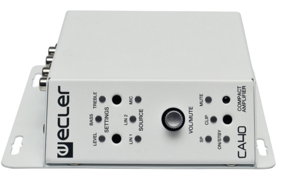 2 x 20 WRMS @ 4Ohm stereo amplifier with a tiny size but amazing remote control features: serial RS-232 port, IR receiver and 0-10 VDC remote port.