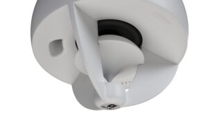 WiSpeak GLOBE is a self-powered 2-way full range sphere loudspeaker cabinet with wireless audio reception and control capabilities under the control o