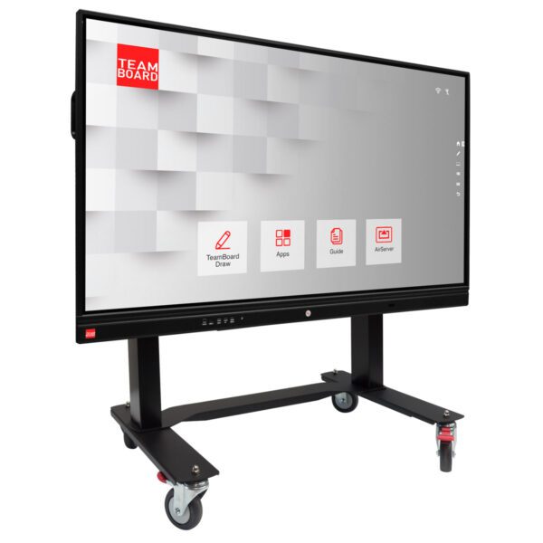 TeamBoard - Electric height adjustable trolley with multi position 3rd actuator that tilts to a horizontal table at any height with computer shelf