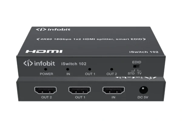 Infobit - iSwitch 102 4K60 1x2 HDMI splitter, smart EDID