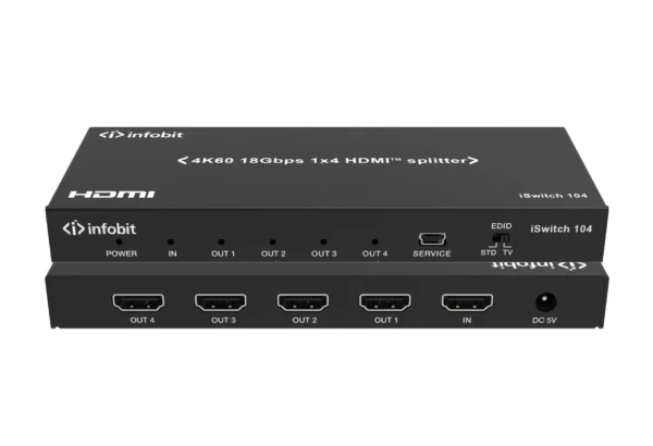 Infobit - iSwitch 104 4K60 1x4 HDMI splitter, smart EDID - Image 2