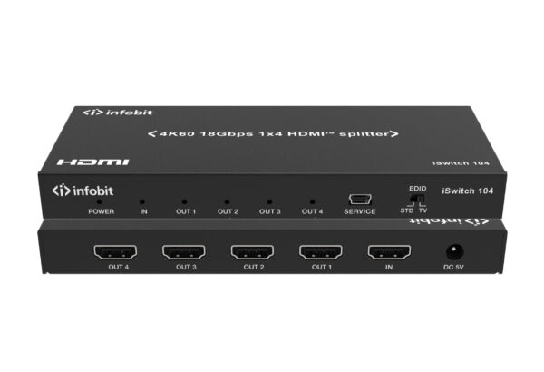 Infobit - iSwitch 104 4K60 1x4 HDMI splitter, smart EDID - Image 4