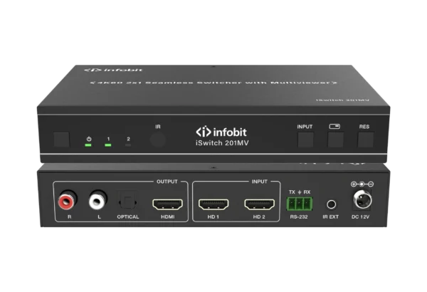 Infobit - iSwitch 201MV 4K60 2x1 HDMI Seamless Presentation Switcher w/ Multiviewer