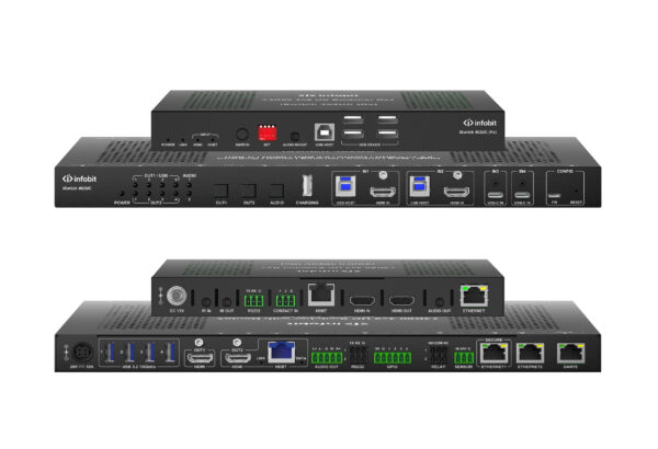 Infobit - iSwitch 402UC 4K60 4x2 UC Switcher 4x2 conference presentation with Dante, 4K Video: resolutions up to 4K60Hz 4:4:4