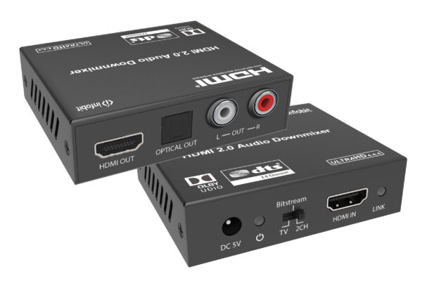 Infobit - iTrans AD02 4K60 HDMI Audio De-embedder/ Extractor w. HDCP 2.2, L/R and Optical Out, downmix
